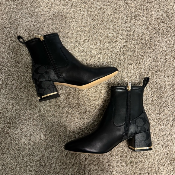 Coach Leather Nala bootie, leather and Signature coated canvas Block heel black - Picture 11 of 11